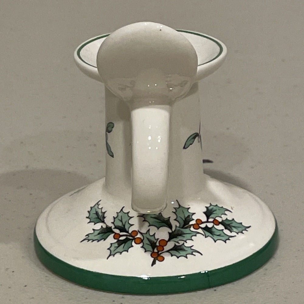 Vintage Spode Christmas Tree Chamberstick Candle Holder Holly Berry England - Picture 5 of 10